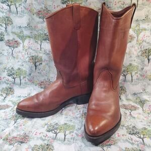 Mason Western 920 Cowboy Boots Men Size 11 Brown Leather Pull On 12 Inch Shoes